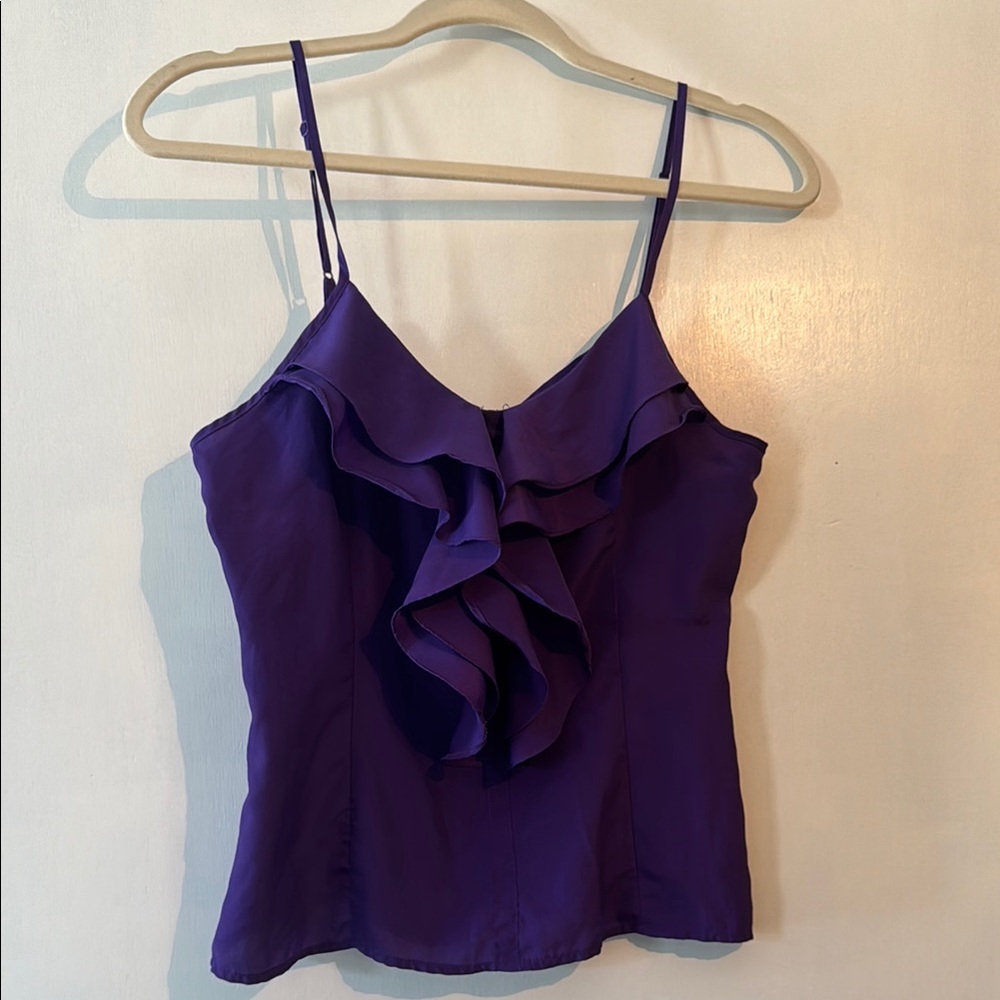 Miley Cyrus & Max Azria Fitted Purple Ruffled Camisole